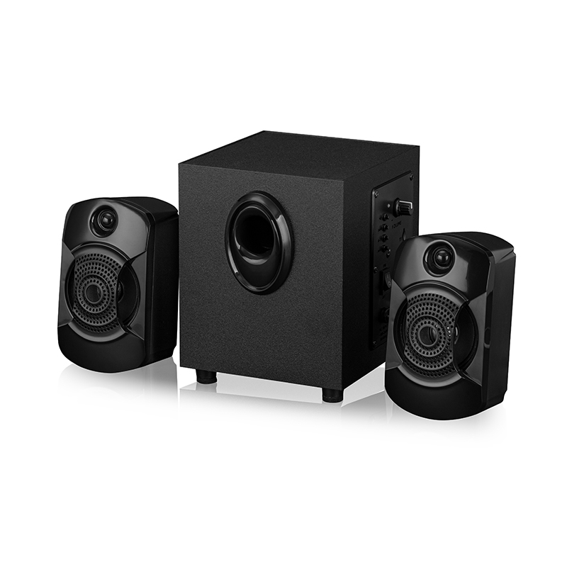 2.1 Speakers with Minimalist Front Design & Side Controls | Clean Aesthetic, Compact Mini Subwoofer | Entry-Level OEM Sound System Supplier